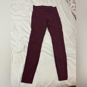 Lululemon Wine Mid Rise Leggings with pockets